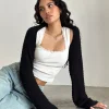 Motel Rocks Basic Tops-Nobila Shrug Top in Black