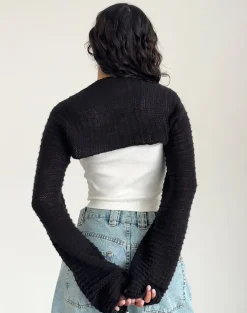 Motel Rocks Basic Tops-Nobila Shrug Top in Black