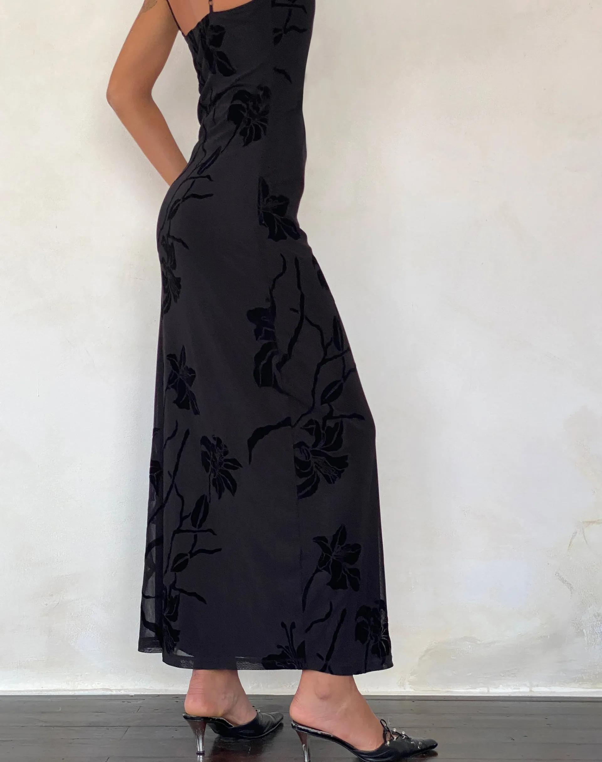 Motel Rocks Printed Dresses-Nodu Maxi Dress in Orchids Flock Black orchidsflockblack