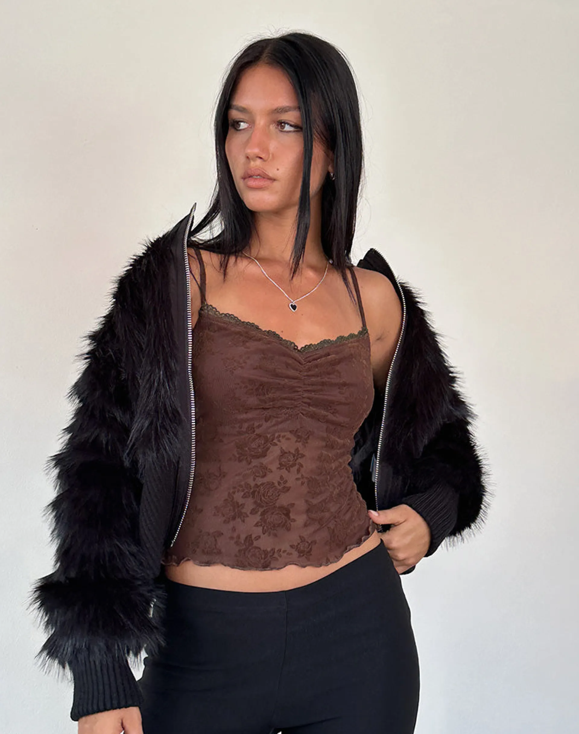 Motel Rocks Printed Tops | Strappy Tops-Noira Cami Top in Romantic Rose Flock Brown