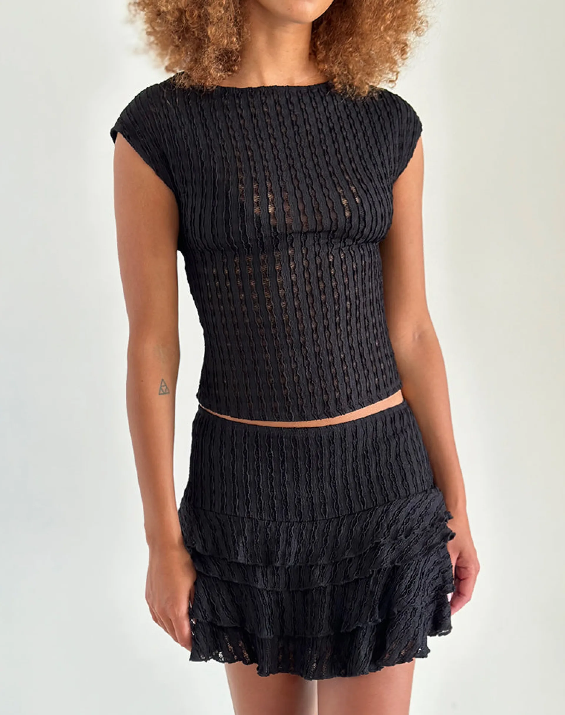 Motel Rocks Co-Ords | Basic Tops-Nova Top in Crinkle Jet Black CrinkleJetBlack