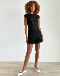 Motel Rocks Co-Ords | Basic Tops-Nova Top in Crinkle Jet Black CrinkleJetBlack