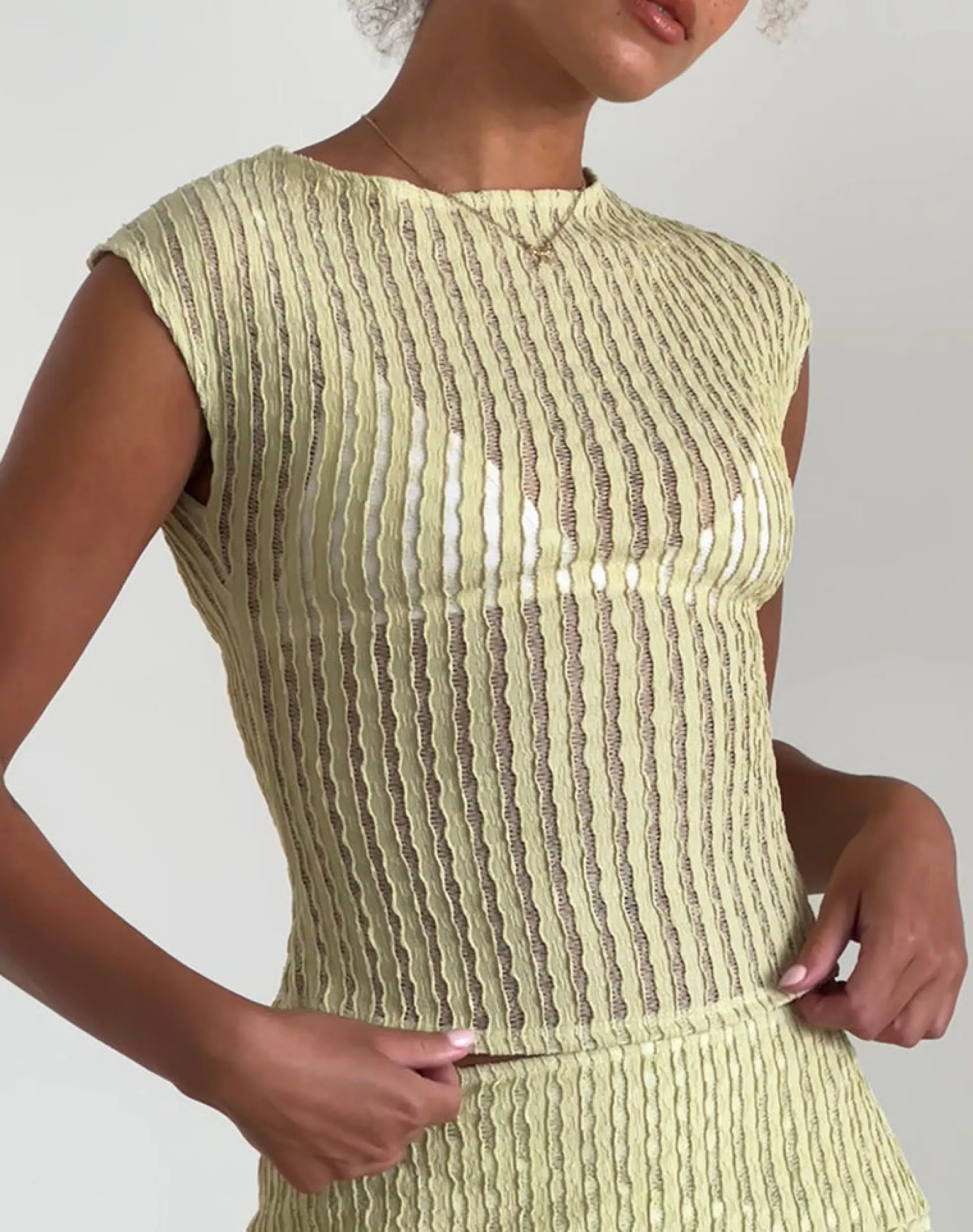 Motel Rocks Co-Ords | Basic Tops-Nova Top in Crinkle Sage CrinkleSage