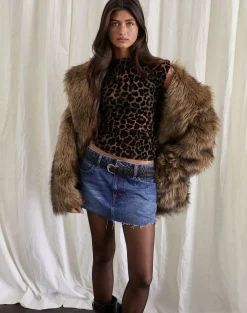 Motel Rocks Printed Tops | Going Out Tops-Nova Top in Flock Mesh Rar Leopard FlockMeshRarLeopard