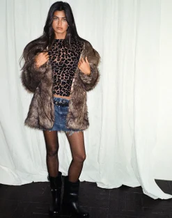 Motel Rocks Printed Tops | Going Out Tops-Nova Top in Flock Mesh Rar Leopard FlockMeshRarLeopard
