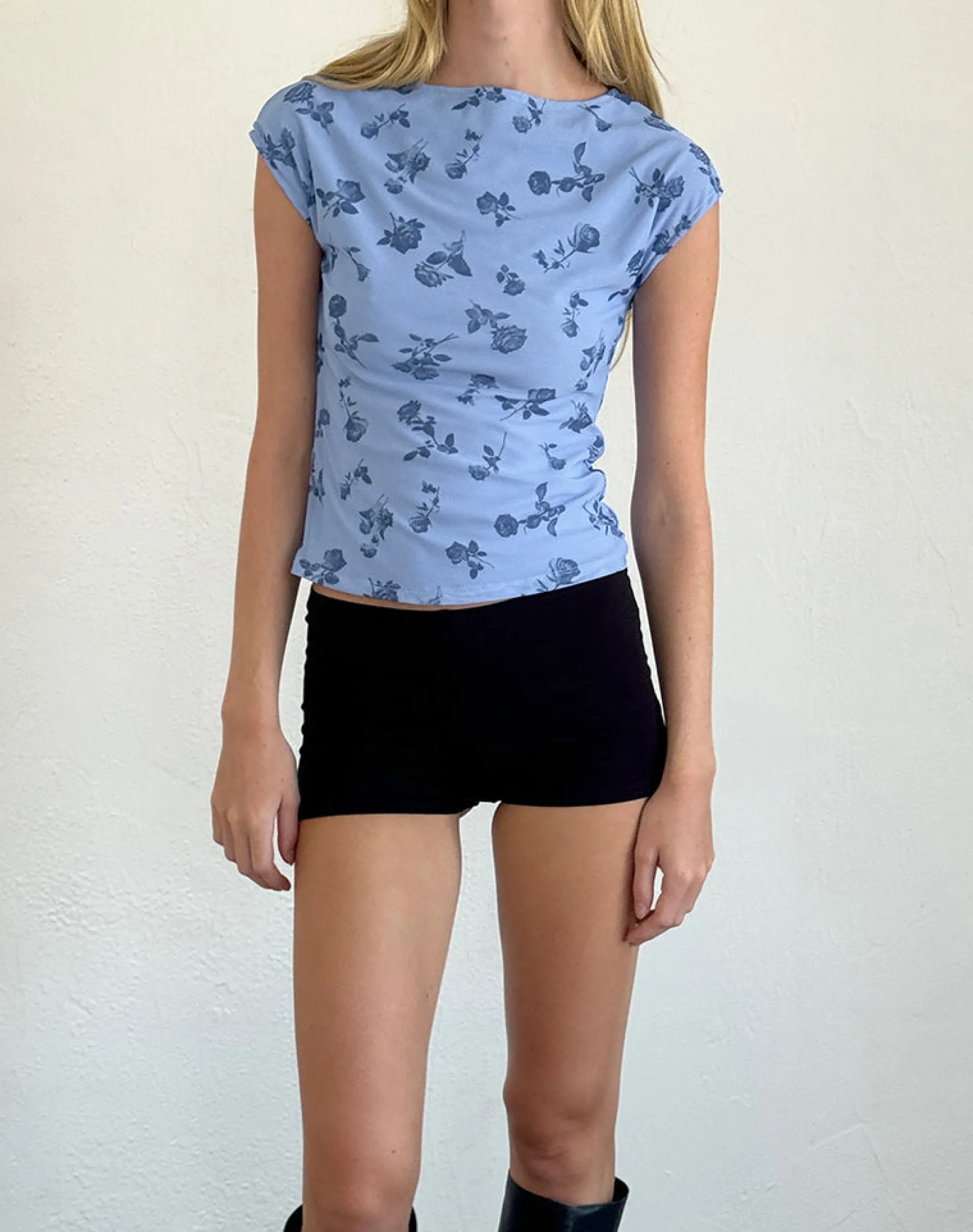 Motel Rocks Going Out Tops-Nova Top in Inky Blue Floral Mesh InkyBlueFloralMesh