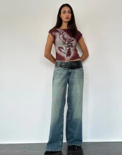 Motel Rocks Printed Tops-Nova Top in Lumen Mesh Brown LumenMeshBrown