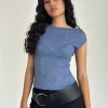 Motel Rocks Co-Ords | Printed Tops-Nova Top in Moonlight Blue Lace MoonlightBlueLace