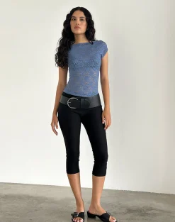 Motel Rocks Co-Ords | Printed Tops-Nova Top in Moonlight Blue Lace MoonlightBlueLace