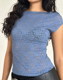 Motel Rocks Co-Ords | Printed Tops-Nova Top in Moonlight Blue Lace MoonlightBlueLace