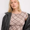 Motel Rocks Printed Tops-Nova Top in Nude Sketchy Stripe NudeSketchyStripe