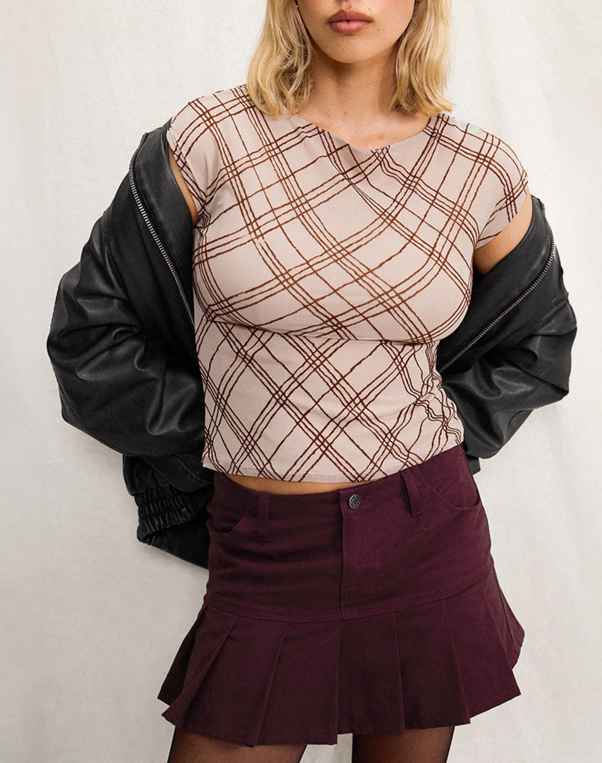 Motel Rocks Printed Tops-Nova Top in Nude Sketchy Stripe NudeSketchyStripe