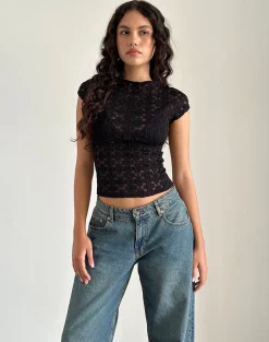 Motel Rocks Lace Tops | Going Out Tops-Nova Top in Regal Lace Black RegalLaceBlack