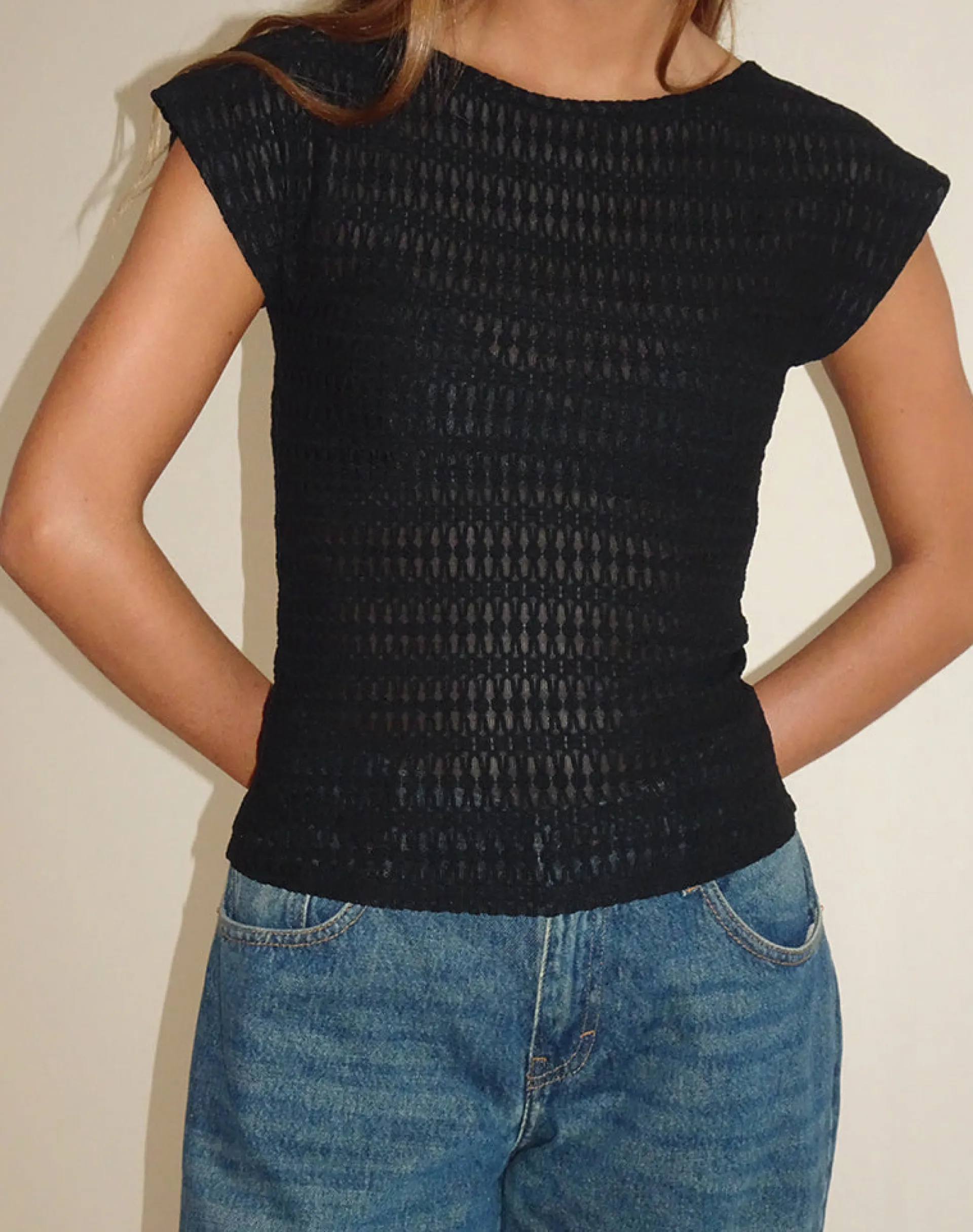 Motel Rocks Going Out Tops-Nova Top in Textured Black TexturedBlack
