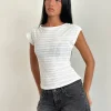 Motel Rocks Going Out Tops-Nova Top in Textured White TexturedWhite