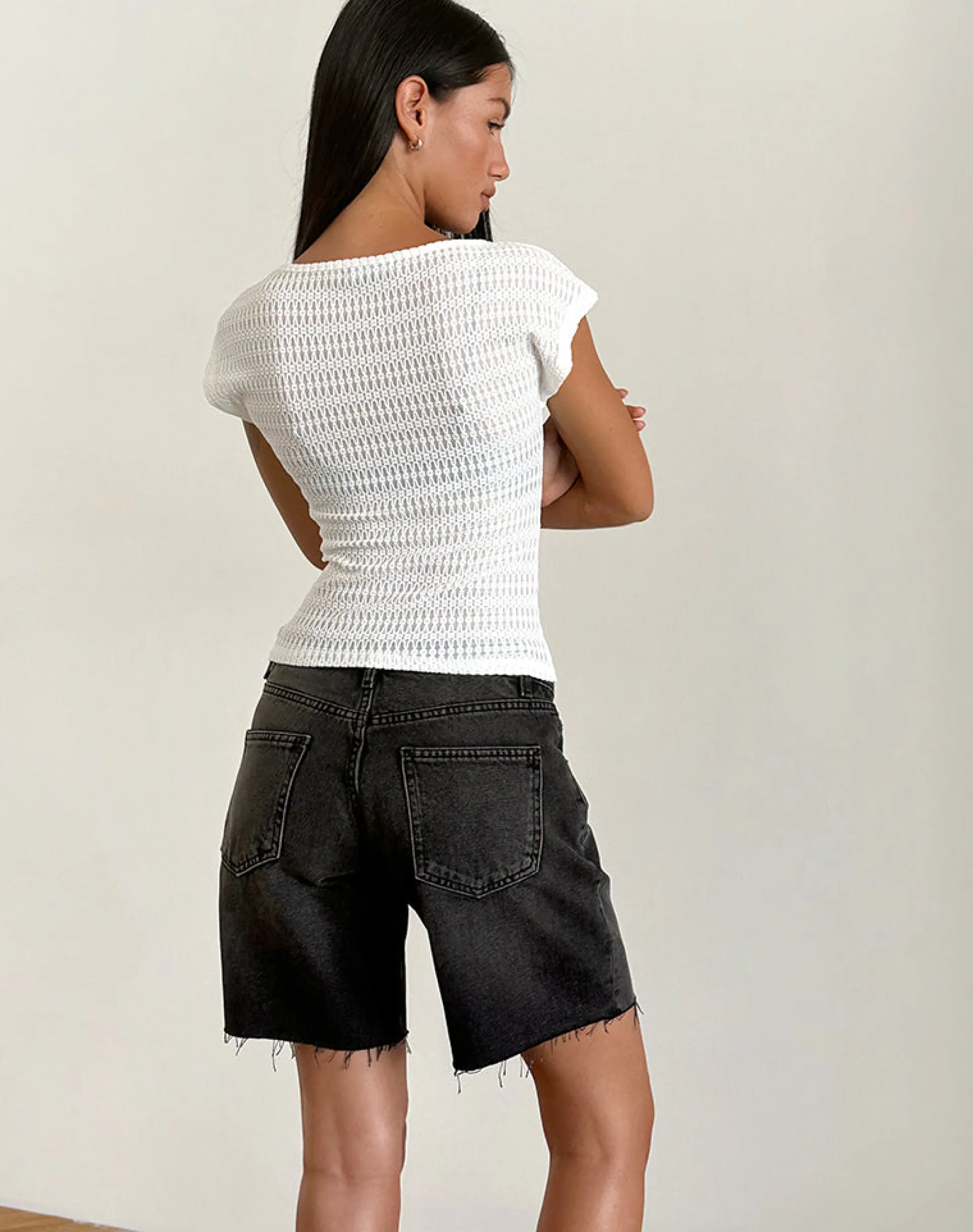 Motel Rocks Going Out Tops-Nova Top in Textured White TexturedWhite