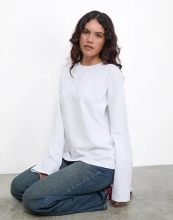 Motel Rocks Long Sleeve Tops | Tees-OB Oversized Long Sleeve Tee Top in White