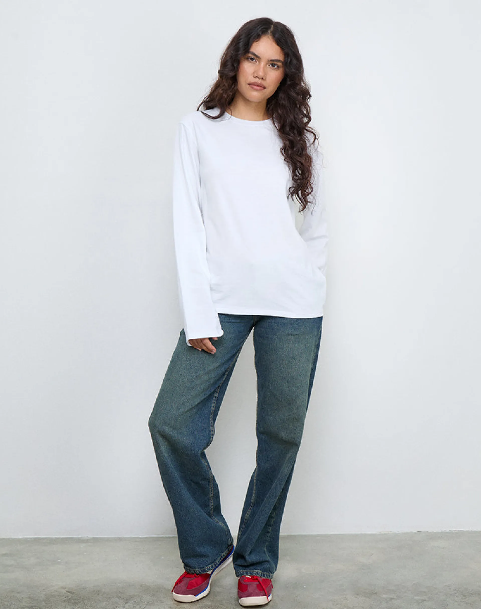 Motel Rocks Long Sleeve Tops | Tees-OB Oversized Long Sleeve Tee Top in White