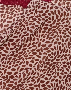 Motel Rocks Printed Tops | Going Out Tops-Obiwa Cami Top in Pink and Brown Lips Print