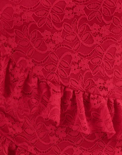 Motel Rocks Strappy Tops | Going Out Tops-Octavia Asymmetric Cami Top in Lace Red LaceRed