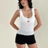 Motel Rocks Lace Tops-Olaya Frill Edge Top in Krisan Lace White