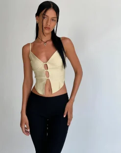 Motel Rocks Basic Tops | Going Out Tops-Oleta Cami Top in Cream