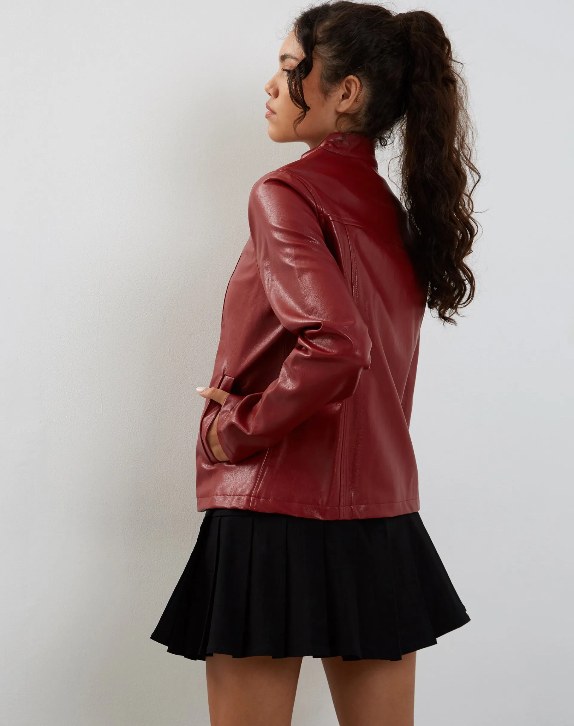 Motel Rocks Pu Jackets | Jackets-Olivia Jacket in PU Blood Red PUBloodRed