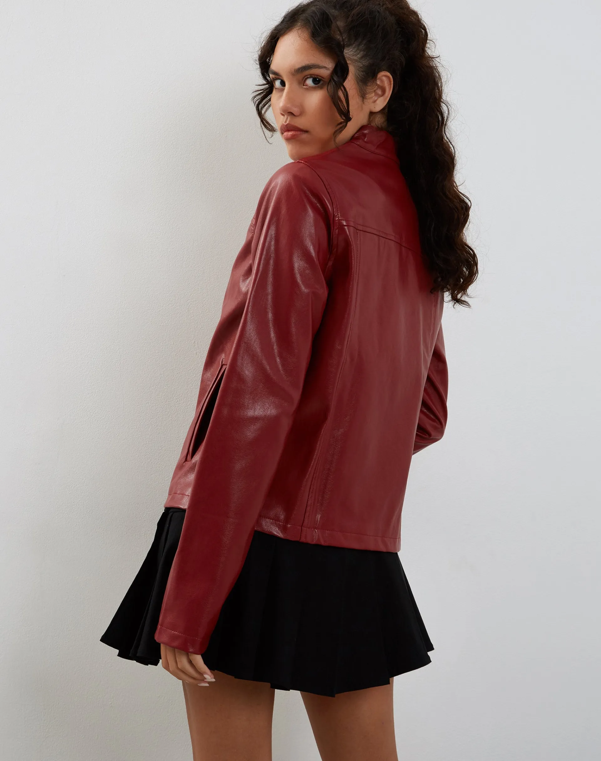 Motel Rocks Pu Jackets | Jackets-Olivia Jacket in PU Blood Red PUBloodRed