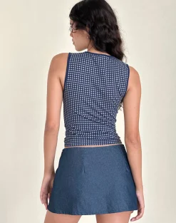 Motel Rocks A Line Skirts | Denim Skirts-Olsa Denim Mini Skirt in Chambray Indigo