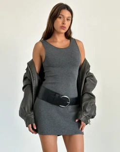 Motel Rocks Basics | Day Dresses-Onami Mini Dress in Grey