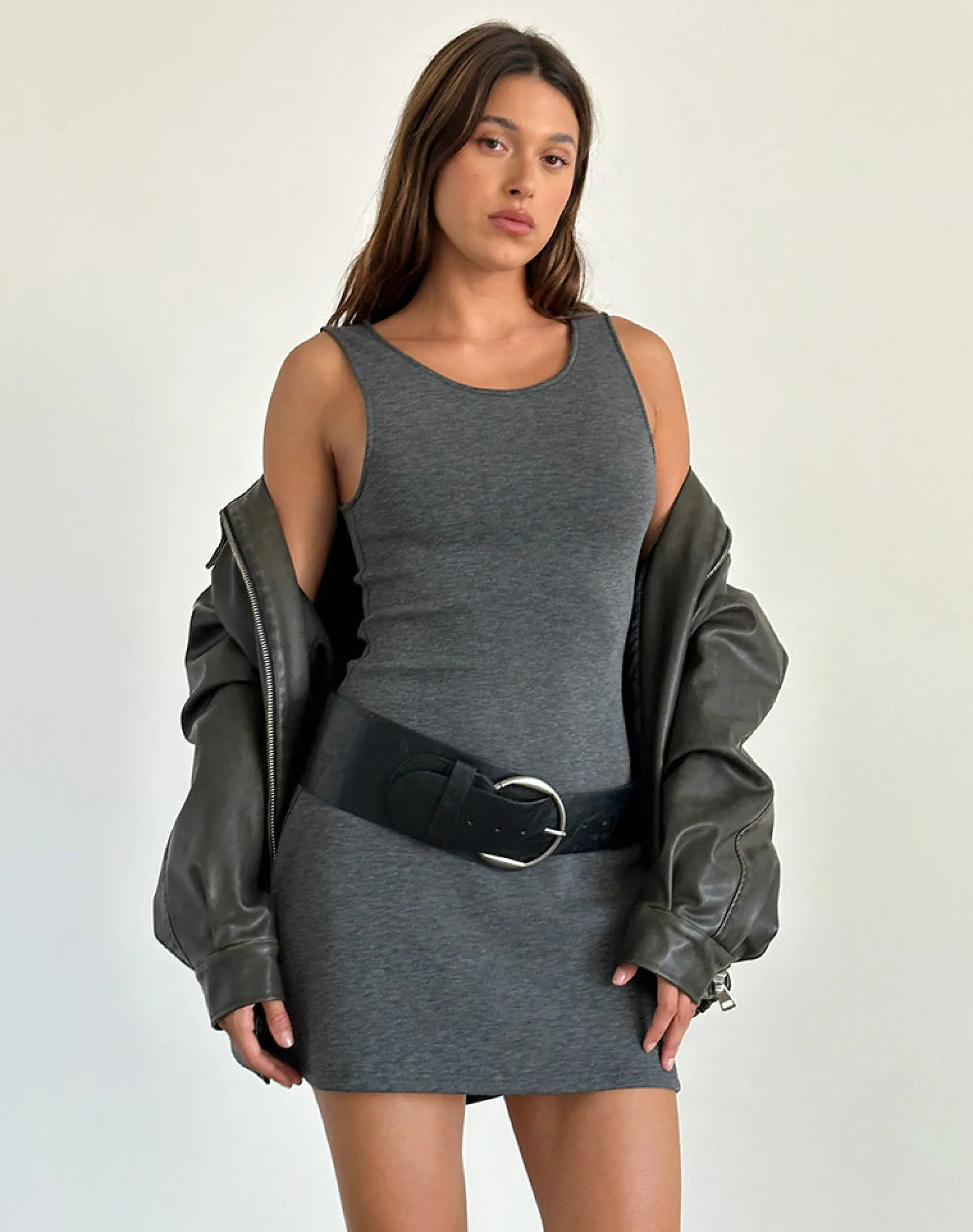 Motel Rocks Basics | Day Dresses-Onami Mini Dress in Grey