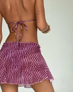 Motel Rocks Mini Skirts-Orla Mini Skirt in Mesh Purple Irregular Polka IrregularPolka