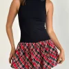 Motel Rocks Tailoring | Bodycon Dresses-Ortega Mini Dress in Black with Diagonal Check Red