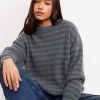 Motel Rocks Jumpers-Orvala Knit Jumper in Slate and Brown Stripe