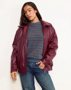 Motel Rocks Jumpers-Orvala Knit Jumper in Slate and Brown Stripe