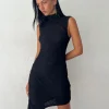 Motel Rocks Bodycon Dresses | Little Black Dresses-Ottilie Textured Asymmetric Mini Dress in Black
