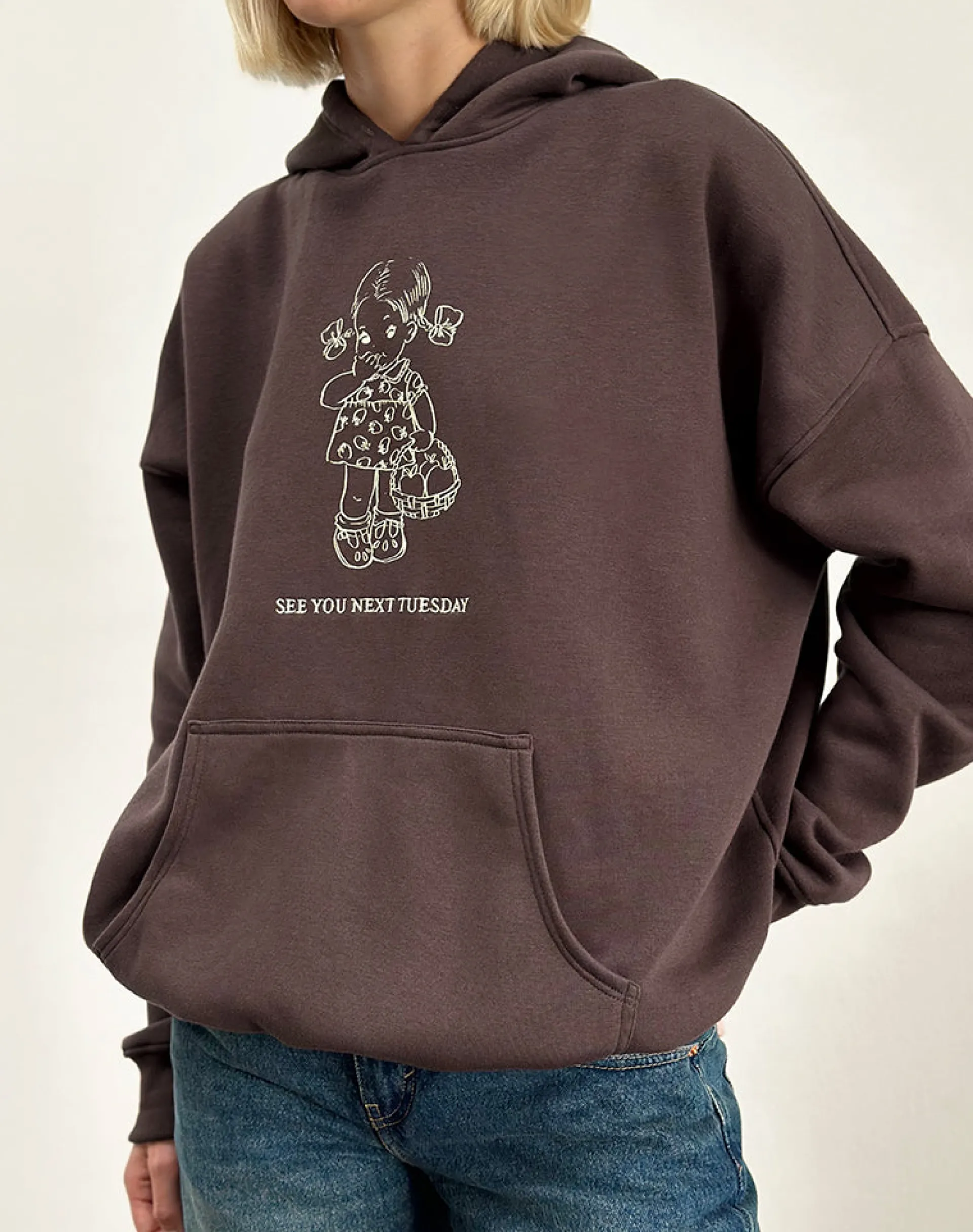 Motel Rocks Hoodies & Sweatshirts | Loungewear-Oversize Hoodie in Deep Mahogany with See You Next Tuesday Print DeepMahoganywithSeeYouNextTuesdayPrint