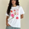 Motel Rocks Basic Tops | Printed Tops-Oversized Basic Tee in White Cuties whitecuties