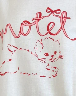 Motel Rocks Printed Tops | Tees-Oversized Basic Tee in White with Kitty WhitewithKitty