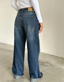 Motel Rocks Wide Leg Pants | Low Rise Pants-Oversized Dad Low Rise Jeans in Dark Vintage DarkVintage