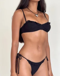 Motel Rocks Swimwear-Pafriza Bikini Top in Broderie Black BroderieBlack