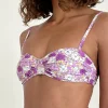Motel Rocks Swimwear-Pali Bikini Top in Bright Floral Orange and Purple BrightFloralOrangeandPurple