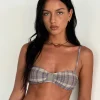 Motel Rocks Swimwear-Pali Bikini Top in Purple Tartan PurpleTartan