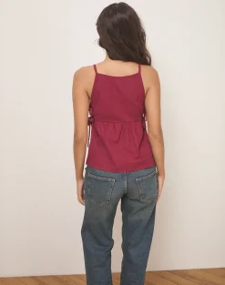 Motel Rocks Going Out Tops-Palsi Tie Side Top in Burgundy