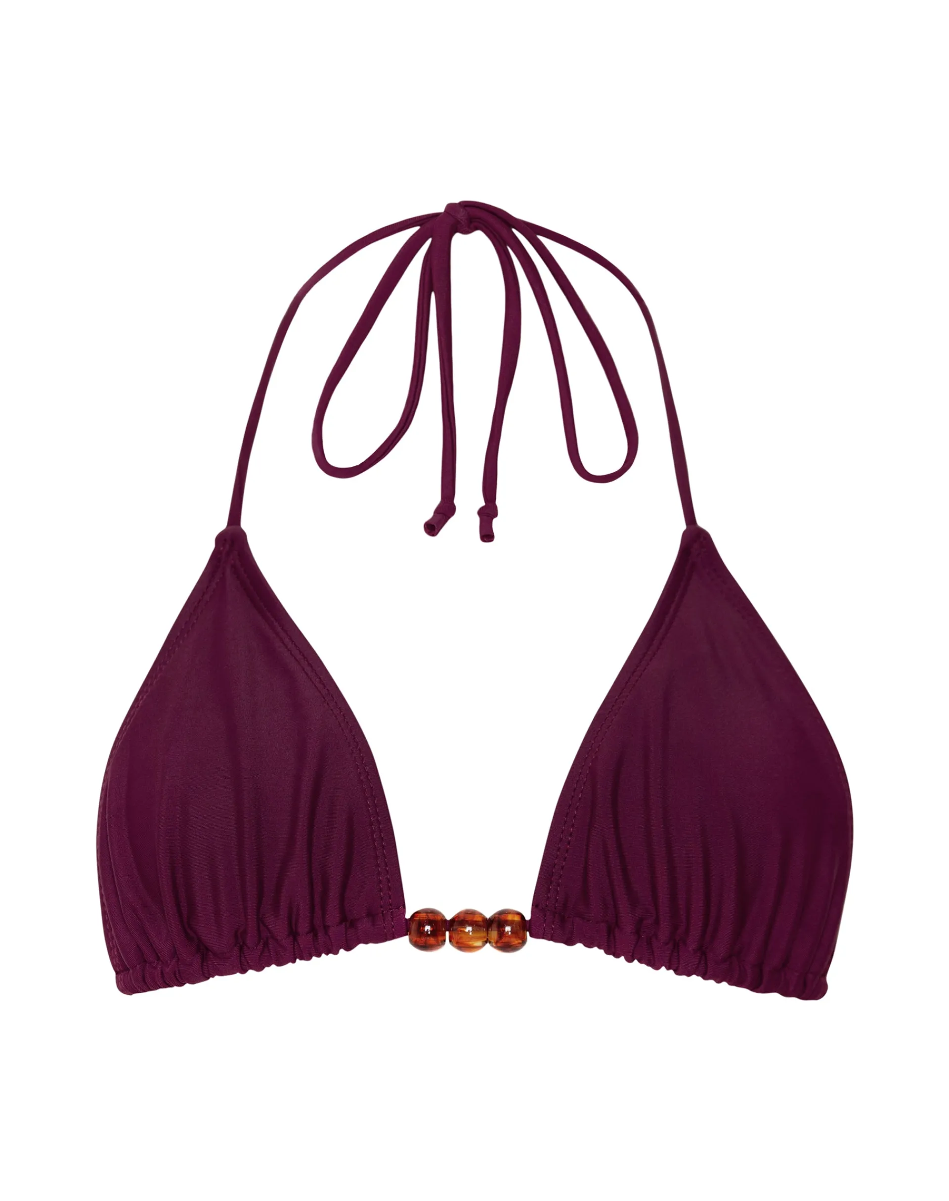 Motel Rocks Swimwear-Pami Beaded Bikini Top in Burgundy