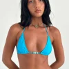 Motel Rocks Swimwear-Pami Bikini Top in Azura Blue with Beads AzuraBluewithBeads