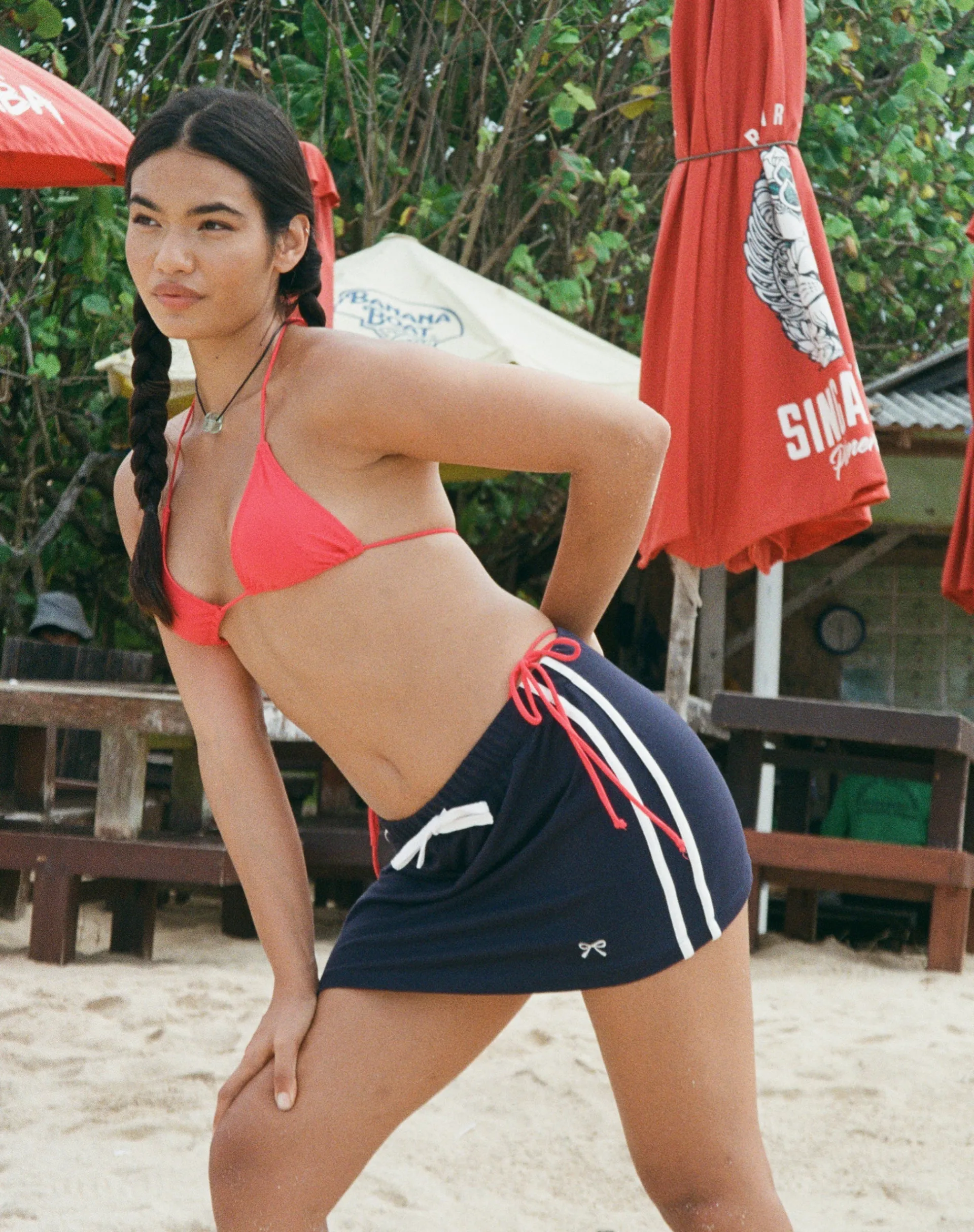 Motel Rocks Swimwear-Pami Bikini Top in Scarlet Red ScarletRed