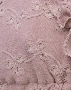 Motel Rocks Swimwear-Pami Ruffle Bikini Top in Broderie Blush Pink BroderieBlushPink