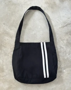 Motel Rocks Accessories-Pardi Canvas Bag in Black with White Stripe BlackwithWhiteStripe