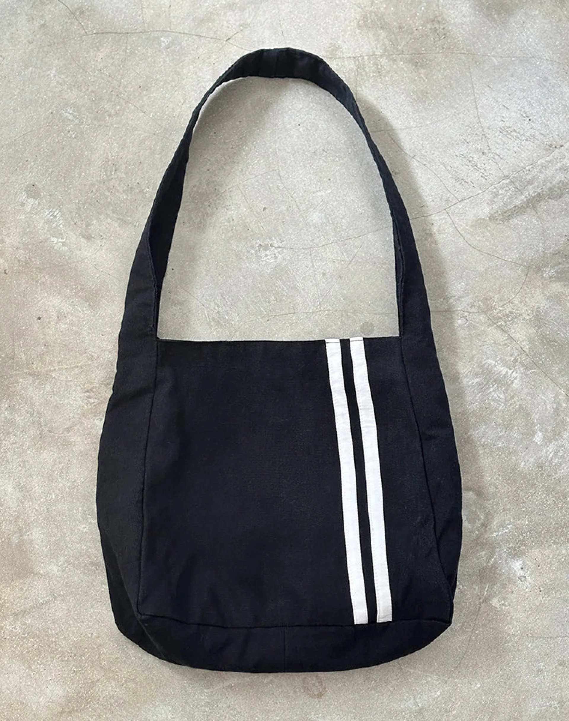 Motel Rocks Accessories-Pardi Canvas Bag in Black with White Stripe BlackwithWhiteStripe